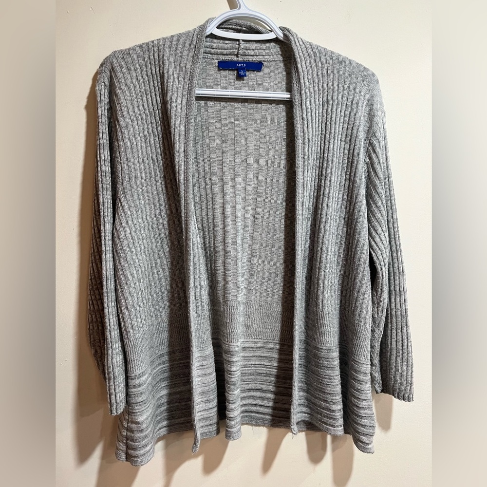 Apt. 9 grey ribbed cardigan, sz L